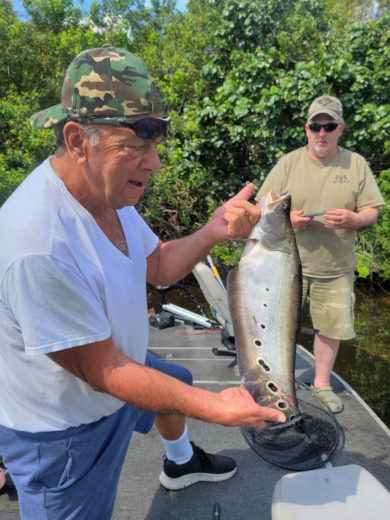 Nice Clown Knife fish caught in South Florida during a guided fishing trip