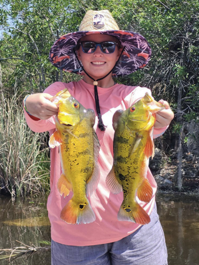 Peacock Bass fishing trip double catch in South Florida