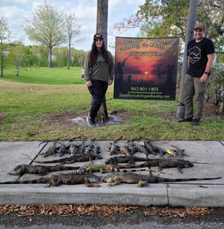 This couple has a blast hunting Iguanas in South Florida