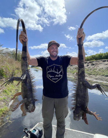 Two Huge Iguanas taken back to back during a successful Iguana Hunting trip in South Florida